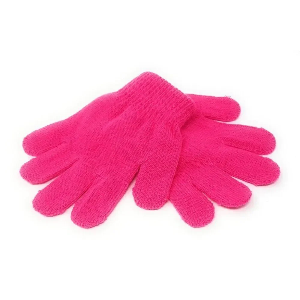 Kid's Girl Neon Pink knitted Winter Gloves Size OS